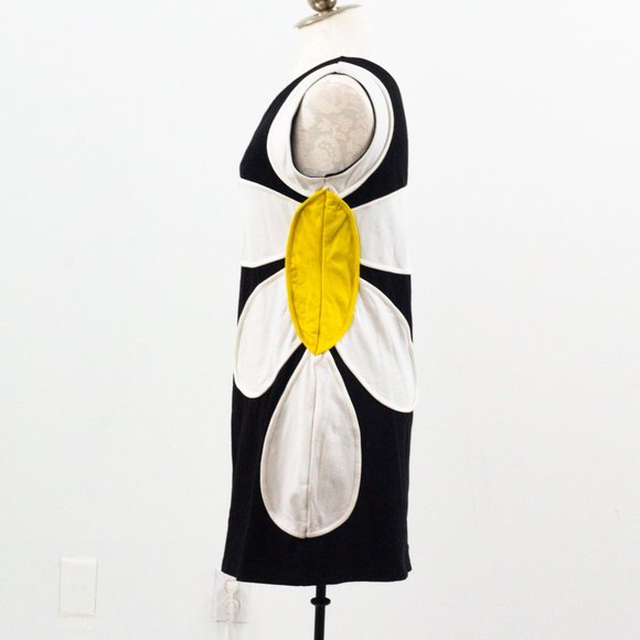 Vintage 90s L Thick One Shoulder Daisy Dress Black - Picture 3 of 10